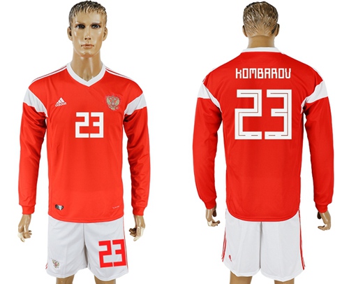 Russia #23 Kombarov Red Home Long Sleeves Soccer Country Jersey